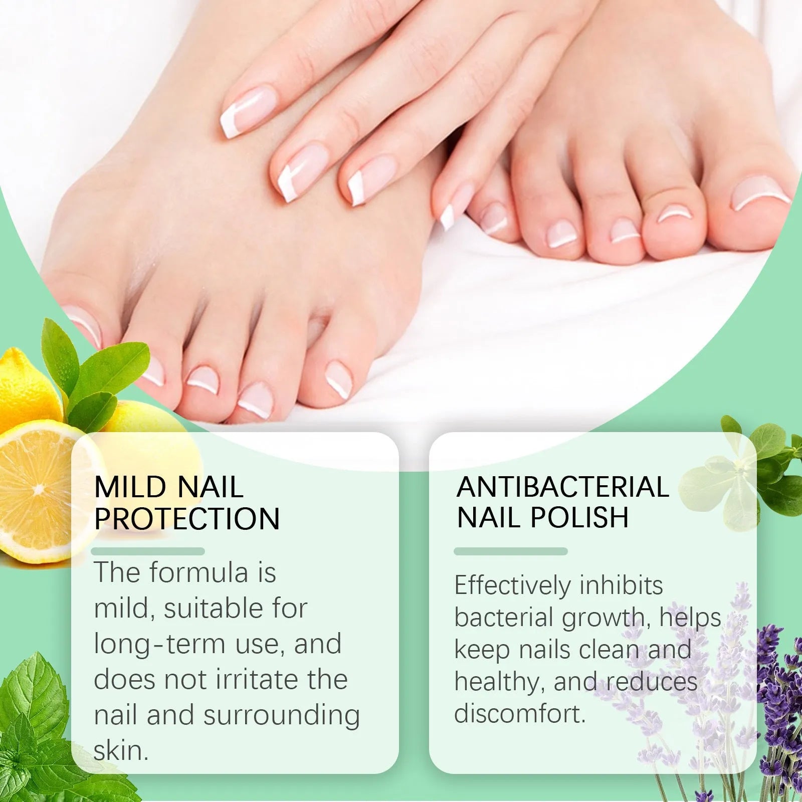 30ml bottle of clear nail care nursing solution with applicator for gentle daily nail cleaning