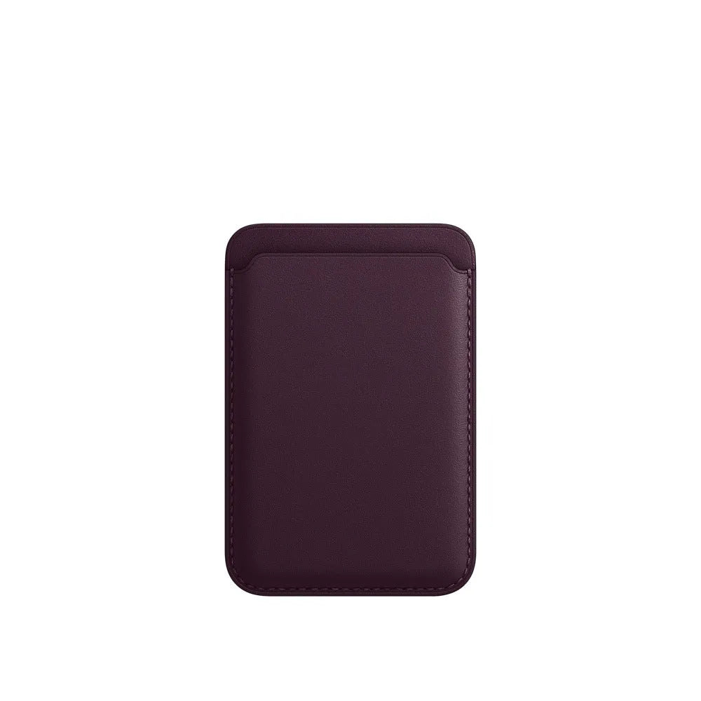 Black MagSafe-compatible iPhone case with integrated magnetic card holder in PU leather
