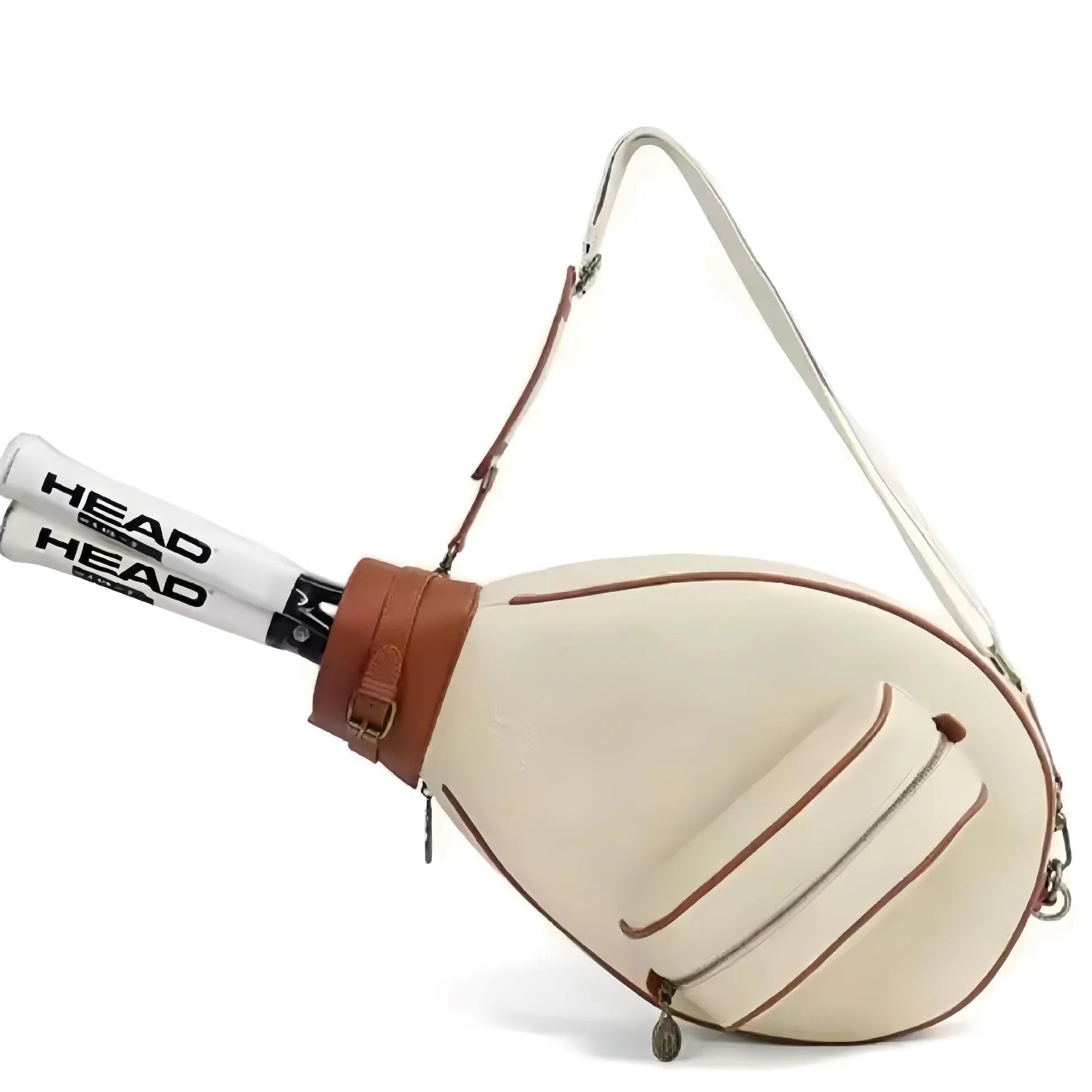 Women's vintage leather badminton bag with a one-shoulder strap in a selection of colours.