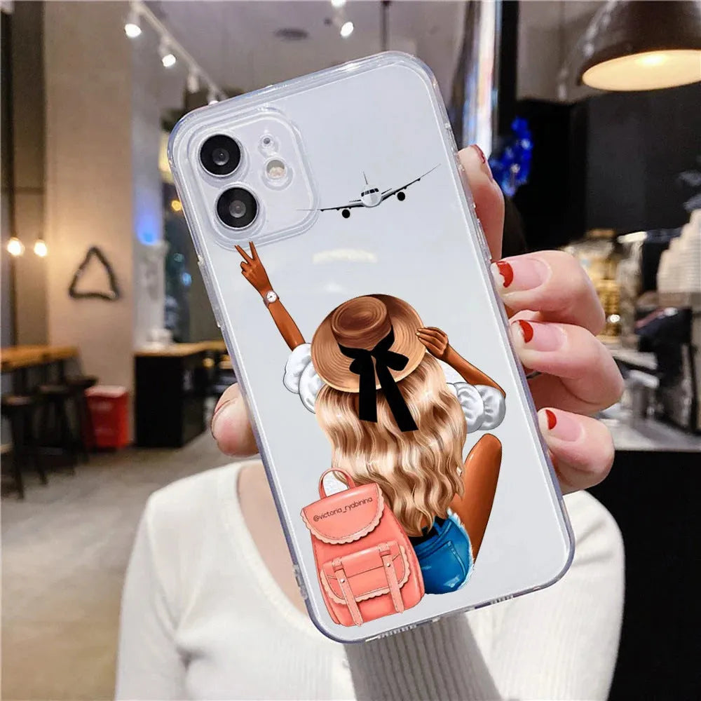 Fashion bikini girl iPhone case with braided design, soft TPU shell, fall protection, painted finish.