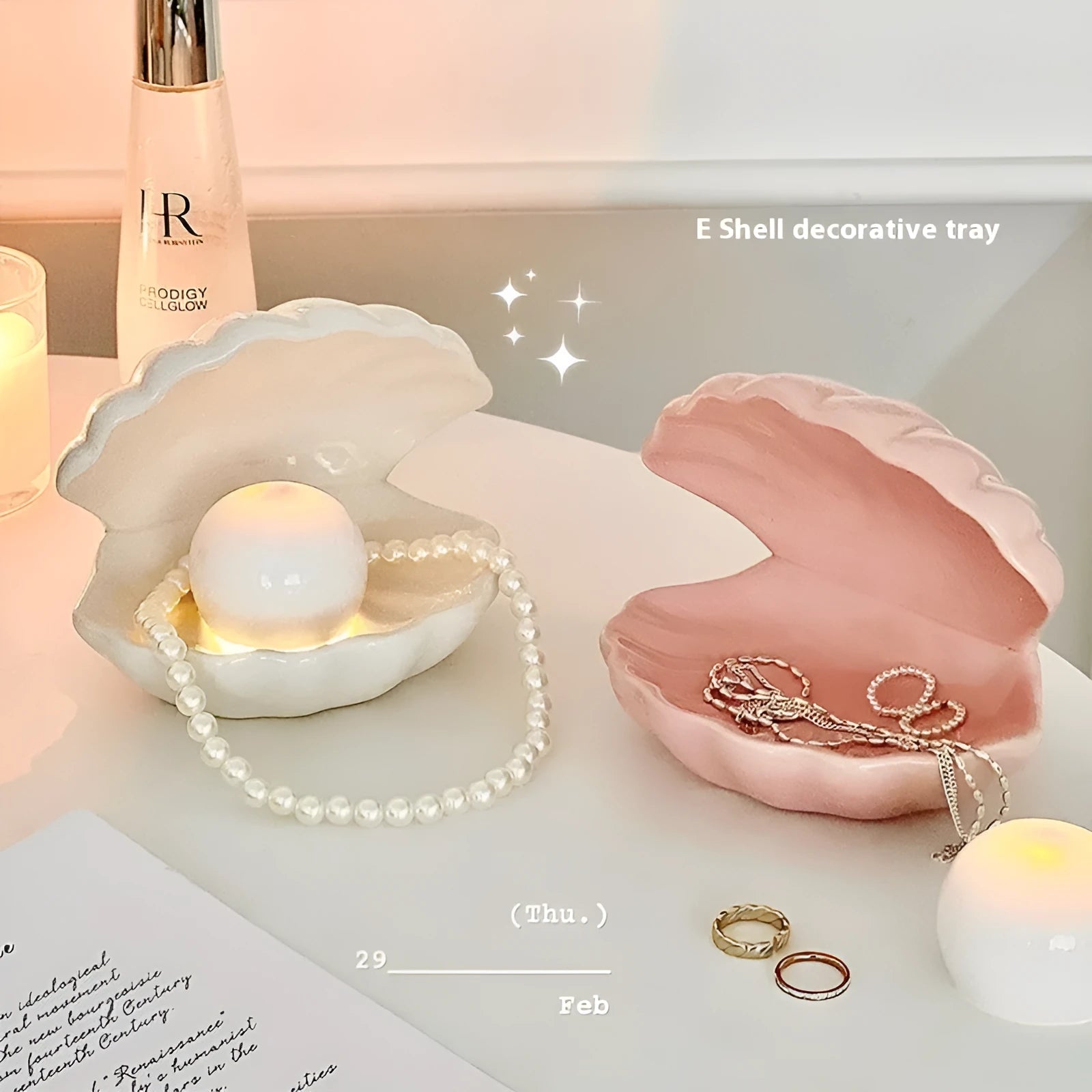 Yellow white porcelain storage tray with optional night light in modern simplicity style