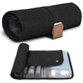 Men's black portable reel wash bag with buggy design and PU material
