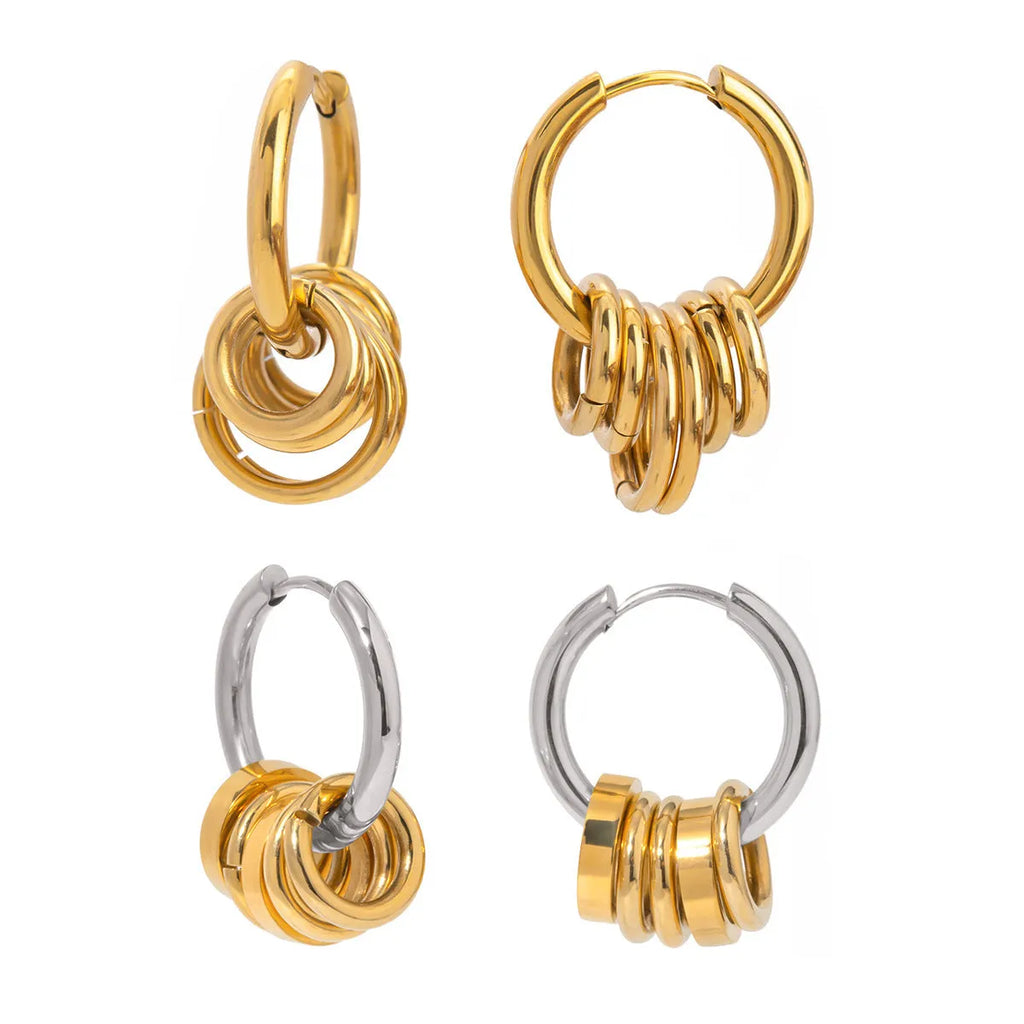 Stainless steel electroplated ins style earrings in gold or silver tone on a plain background.
