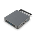 Android TV box with 8K resolution output, RK3566 processor, and compact 105x105x20mm design