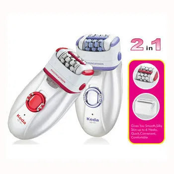 KEDA-216 coloured USB electric epilator for full body hair removal with brush cleaner