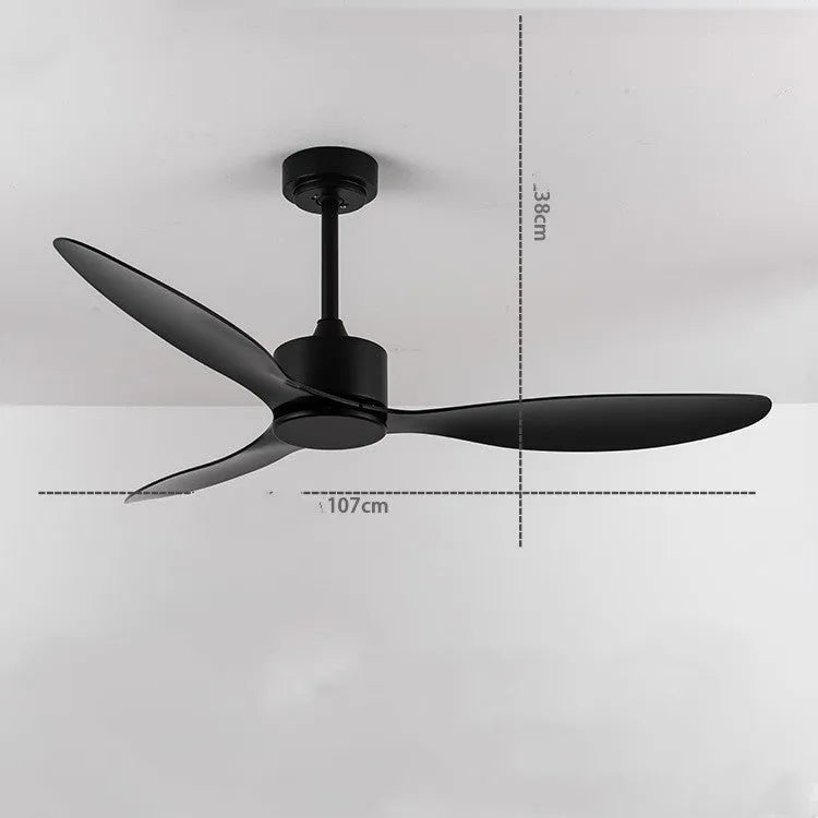 42 inch Scandinavian industrial ceiling fan without light in black with wall control