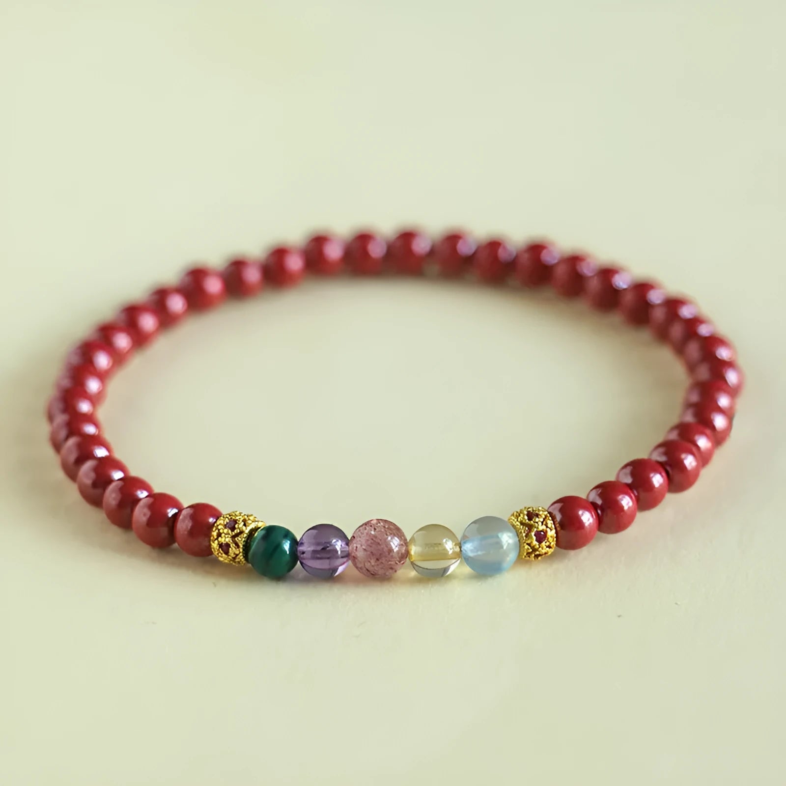 Purple gold sand crystal string beads bracelet in couple's style with manual craftsmanship