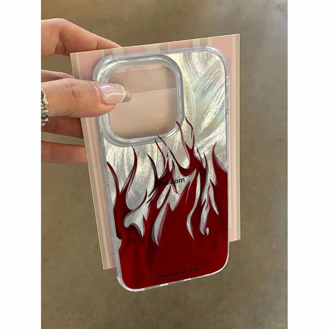 Silicone iPhone case with colourful flame pattern design for Apple iPhone 7 to 16 models