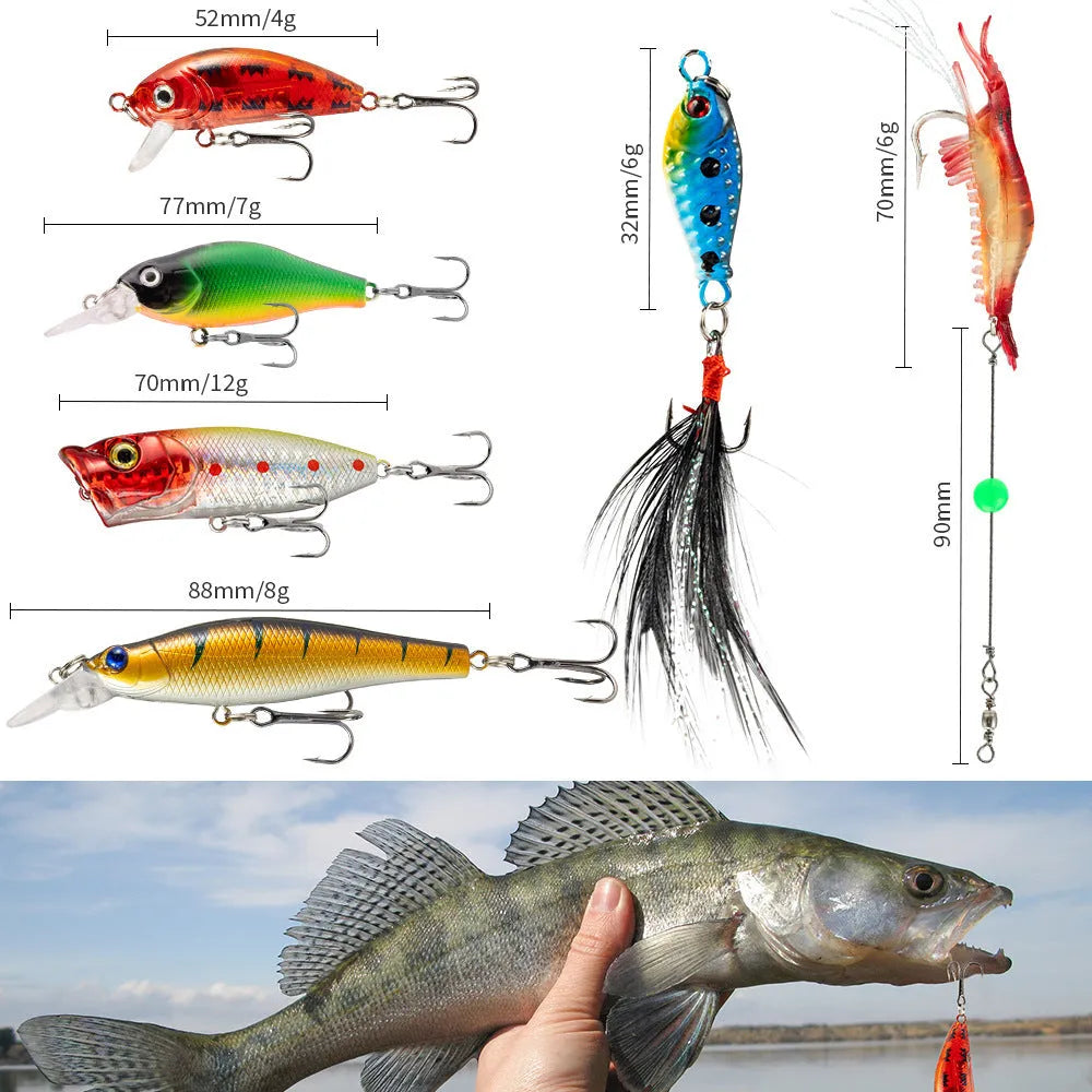Closed blind box containing a 24-piece metal Christmas Mino Bog fishing set with tackle.