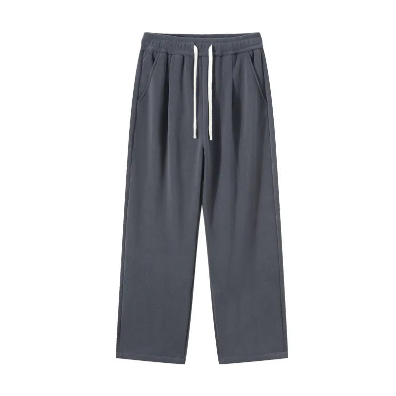 Men's double-sided polar fleece trousers with wool lining in Korean-style loose fit