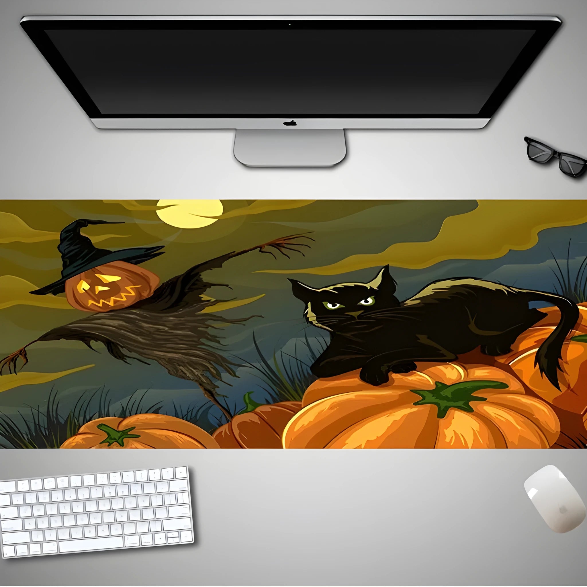Halloween oversized mouse pad with non-slip rubber backing in various pattern designs