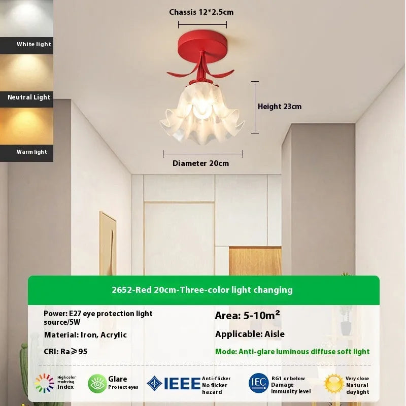 Cream Linglan Flower modern aisle corridor light with three-colour changing and dimming options
