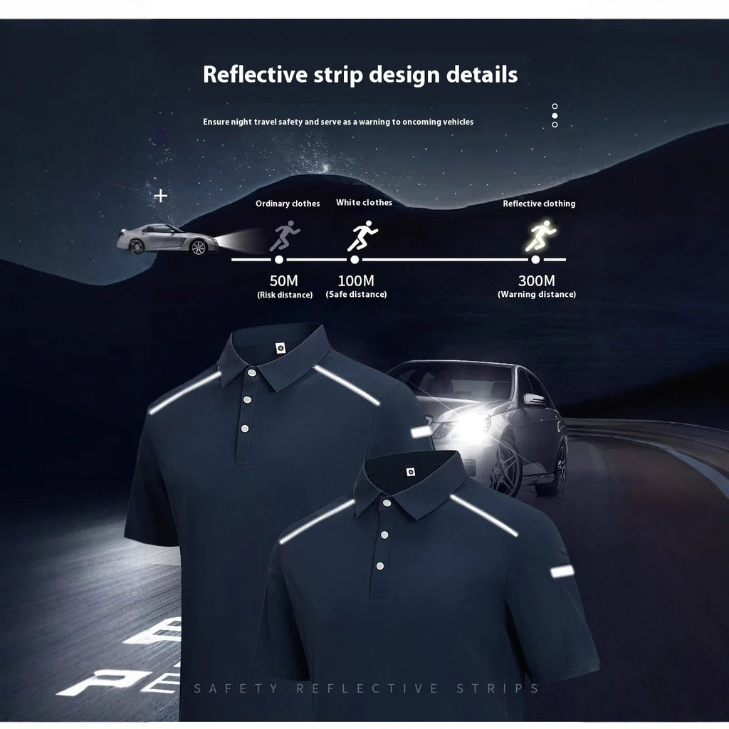 Men's short sleeve work shirt with ice-feeling quick-dry technology in silver, dark navy and black colours