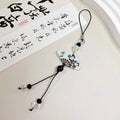 Chinese style bead pendant keychain with plant and flower patterns in baking varnish finish