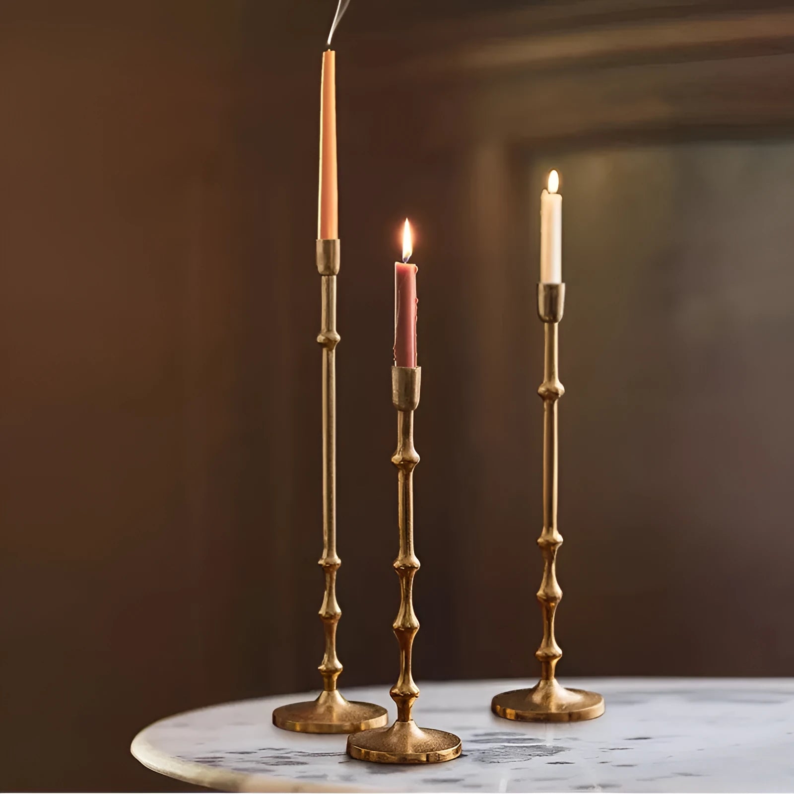 Handmade aluminium candlestick decoration for dining table candlelight dinner, three sizes available