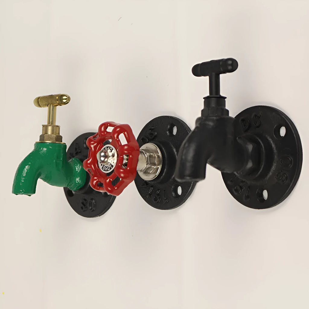 Wall-mounted metal towel rack with water pipe style hook in polished finish