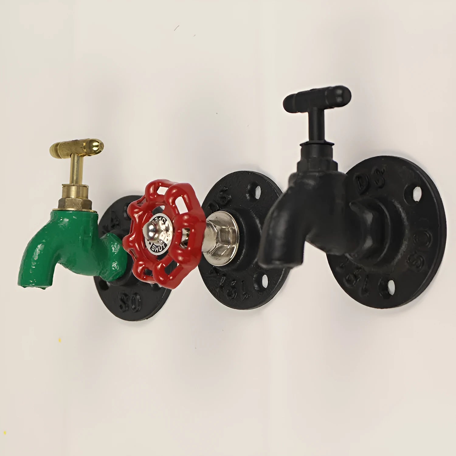 Wall-mounted metal towel rack with water pipe style hook in polished finish