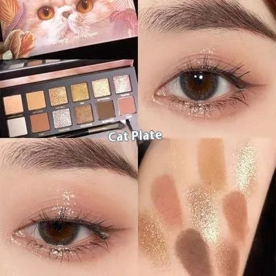 Explorer twelve-colour animal eye shadow plate showing twelve pressed powder shades in compact palette