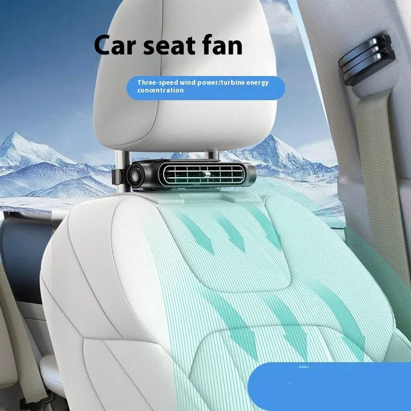 2024 model USB-powered no-blade car fan with brushless motor in beige, black, or white.