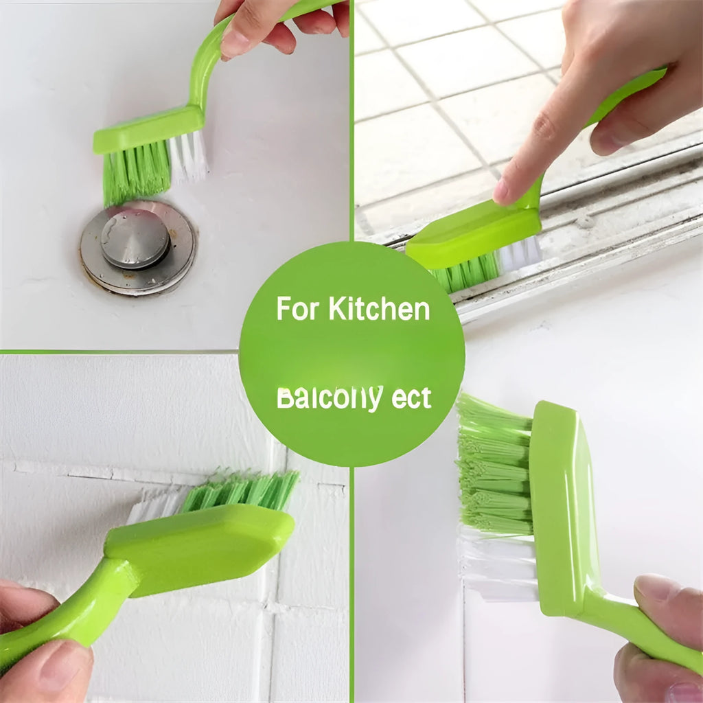 Green plastic floor seam cleaning brush set of 3 for household cleaning tasks