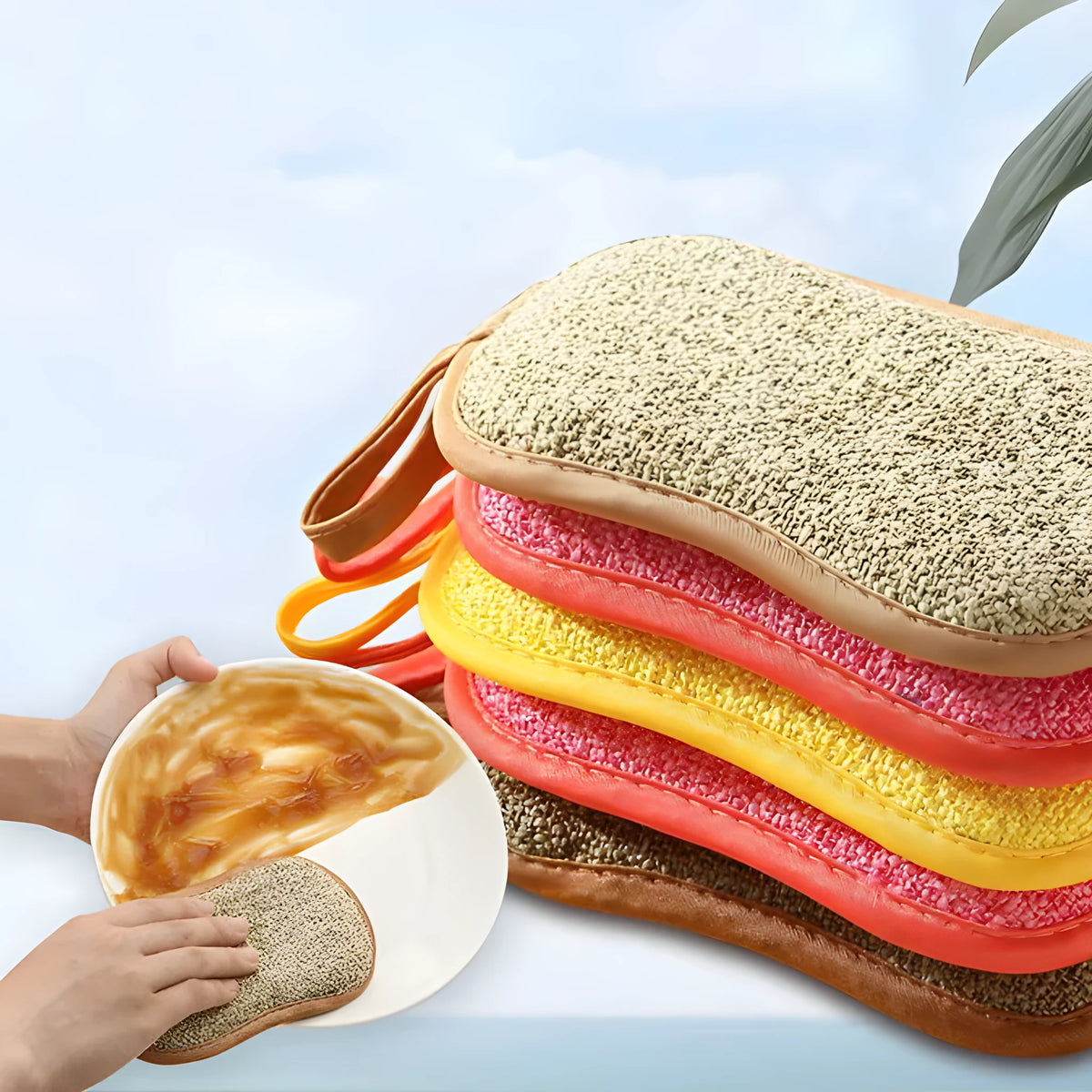 Double-sided kitchen cleaning sponge set 10PCS with scrub and absorbent sides for dish washing and pot cleaning