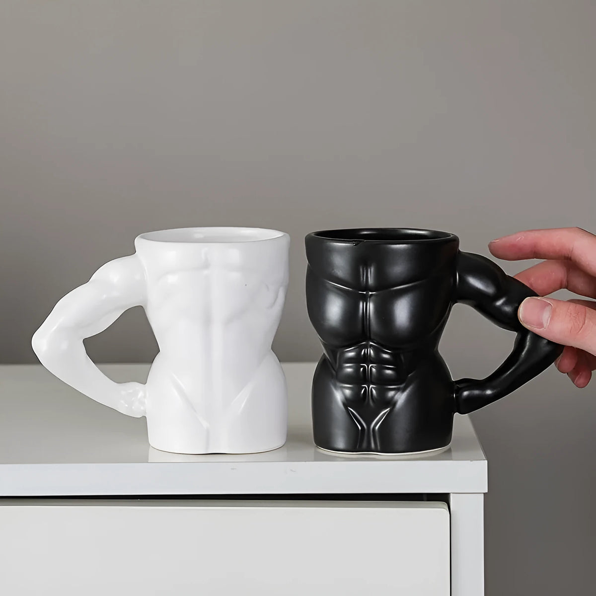 Muscle Men's Mug ceramic 300ml Matte Black creative coffee cup with muscle design