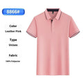 Light blue Summer Ice Silk Overalls Polo Shirt with an asymmetric design on a hanger.