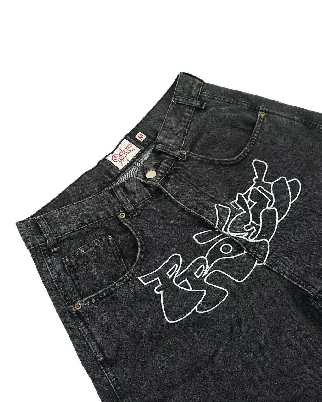Men's hip hop style denim shorts with straight leg and micro elastic fabric