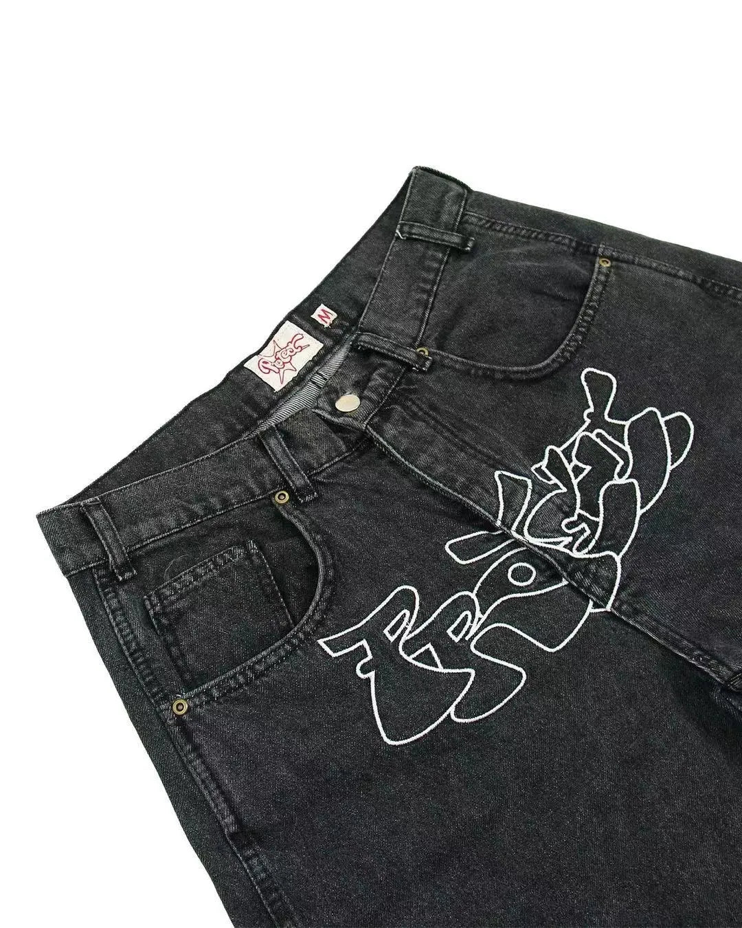 Men's hip hop style denim shorts with straight leg and micro elastic fabric