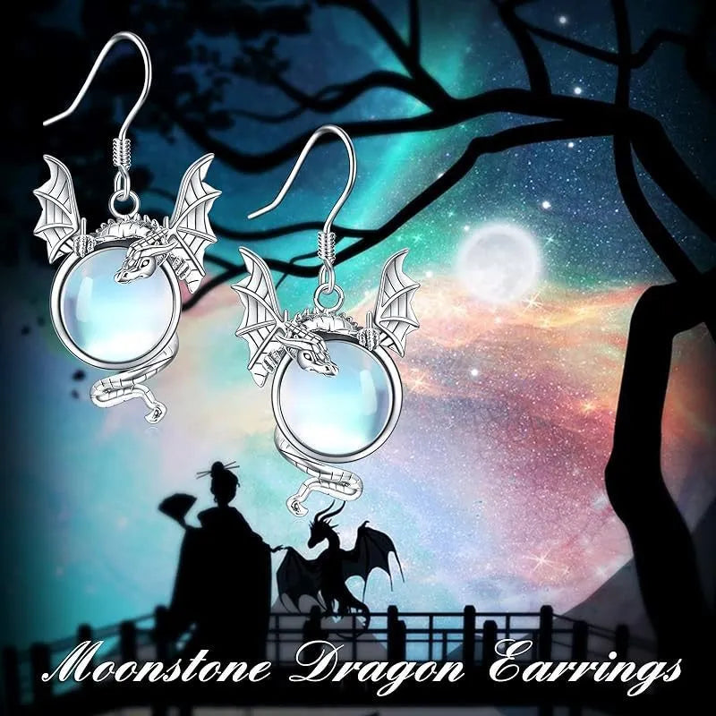 Unisex zinc alloy flying dragon earrings with electroplated finish in European style