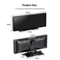 10-inch black car smart touchscreen with CarPlay display and front and rear recording camera.