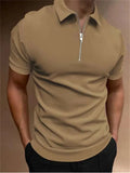 Man wearing a short sleeve digital print polo shirt in a casual setting.