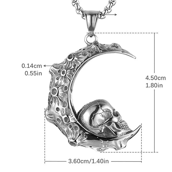 Men's stainless steel necklace with electroplated silver alloy pendant showing six gothic design options