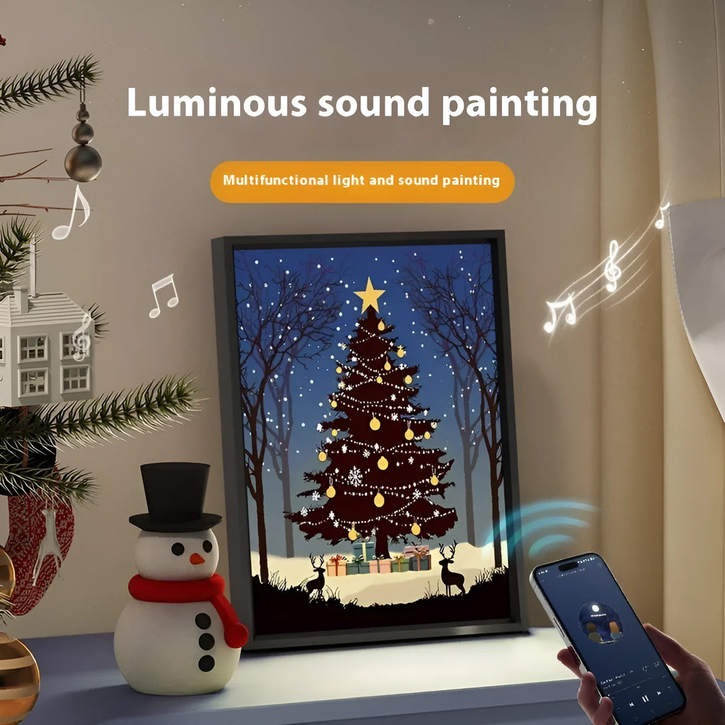 Luminous speaker Christmas tree painting Bluetooth speaker 18x24cm aluminium alloy frame shiny colour USB night light