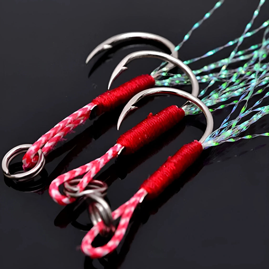 Bright wire iron plate single fishing hook in sizes 9 through 14 for boat and sea fishing.