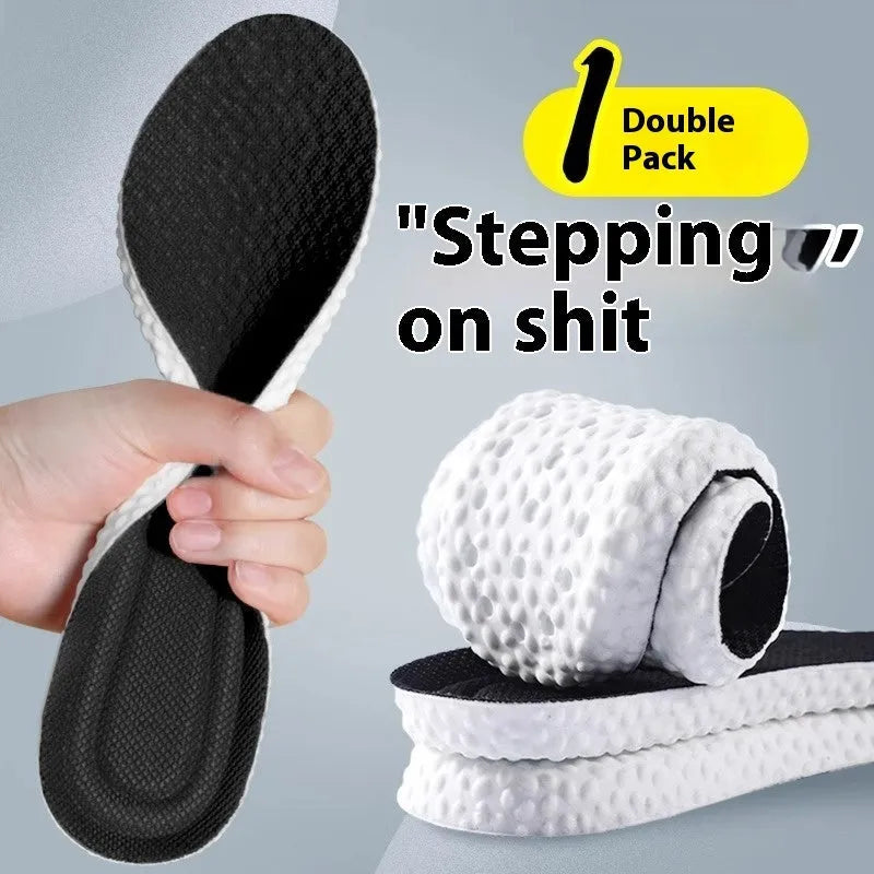 Grey, black, and orange breathable PU foam sports insoles laid flat, showing their cut-to-size design.