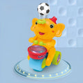 Elephant plastic toy car with music, lights, ball blowing, and obstacle avoidance in blue or yellow