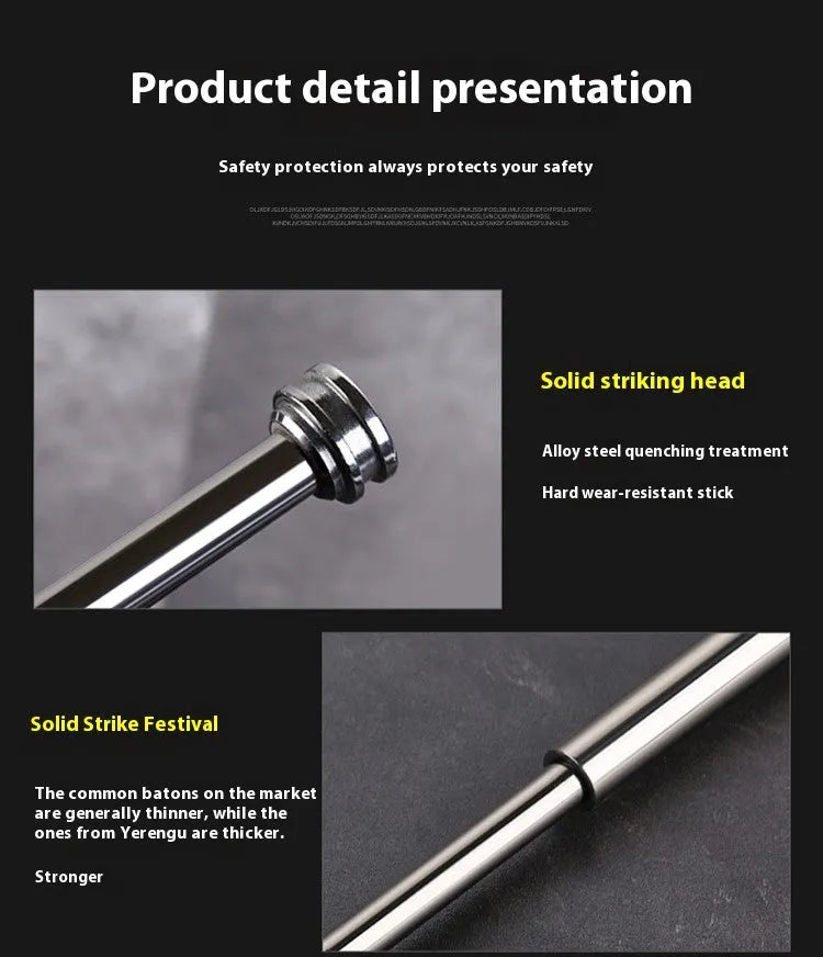 Automatic spring expandable baton in titanium black with aluminium alloy construction