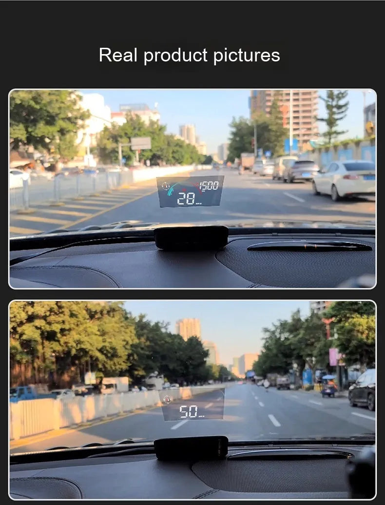 Black car head-up display projector with M22 GPS and speed compass functionality