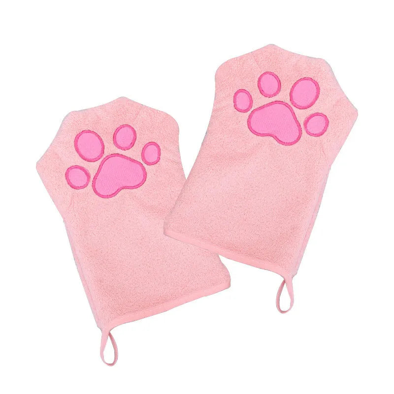 Glove Dog quick-drying absorbent pet towel in coral fleece, 15x22cm, available in pink, sky blue, and gray