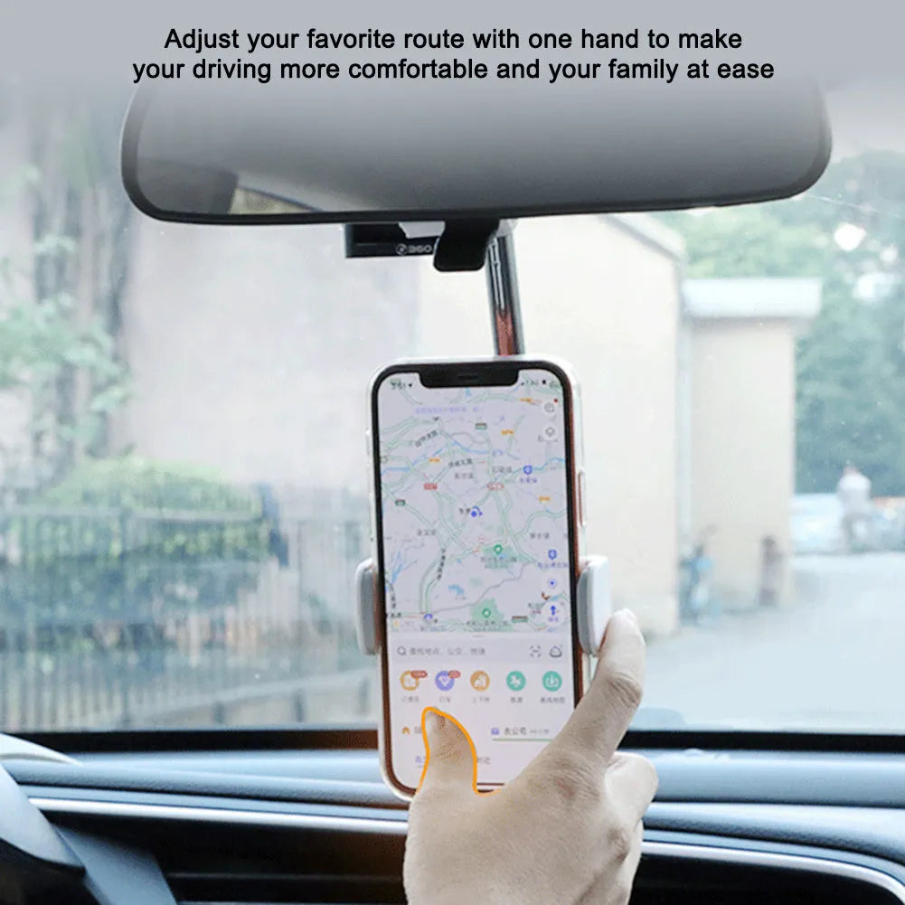 Car windscreen phone holder with 360-degree rotation mechanism and foam-lined smartphone cradle
