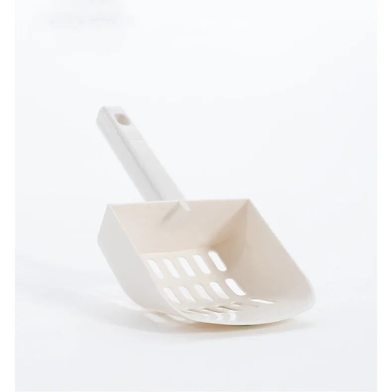 White plastic cat litter scoop kit, 130 x 100 x 258mm, for cat toilet cleaning
