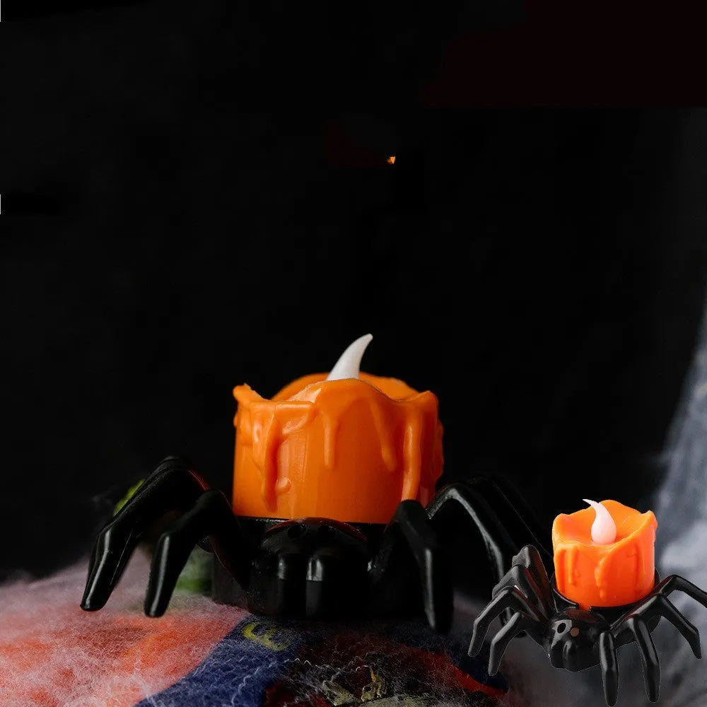 Halloween plastic spider candlestick ornament with battery operation