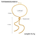 Gold knotted tassel pendant on snake chain necklace with matching earrings set