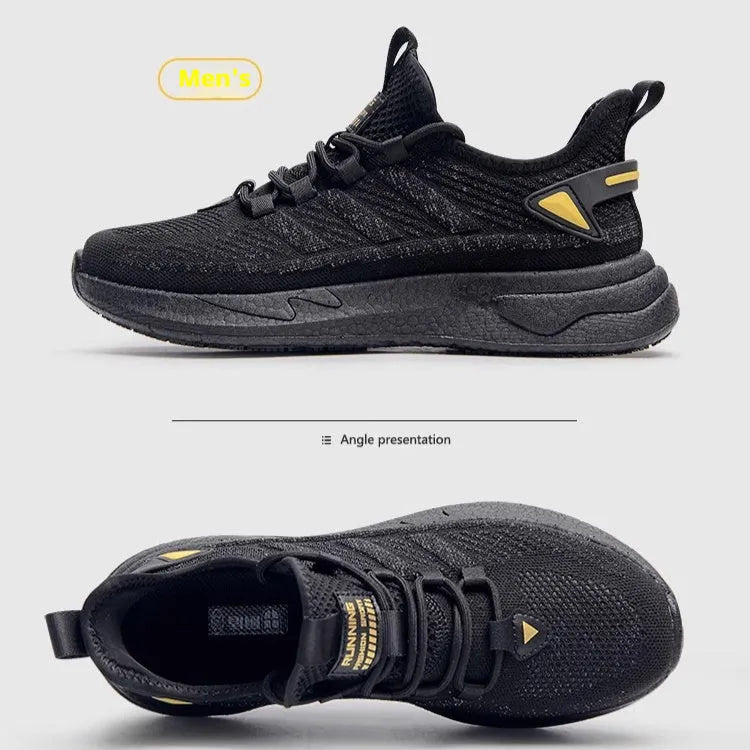 Black non-slip chef shoes with rubber sole and polyester upper for kitchen work