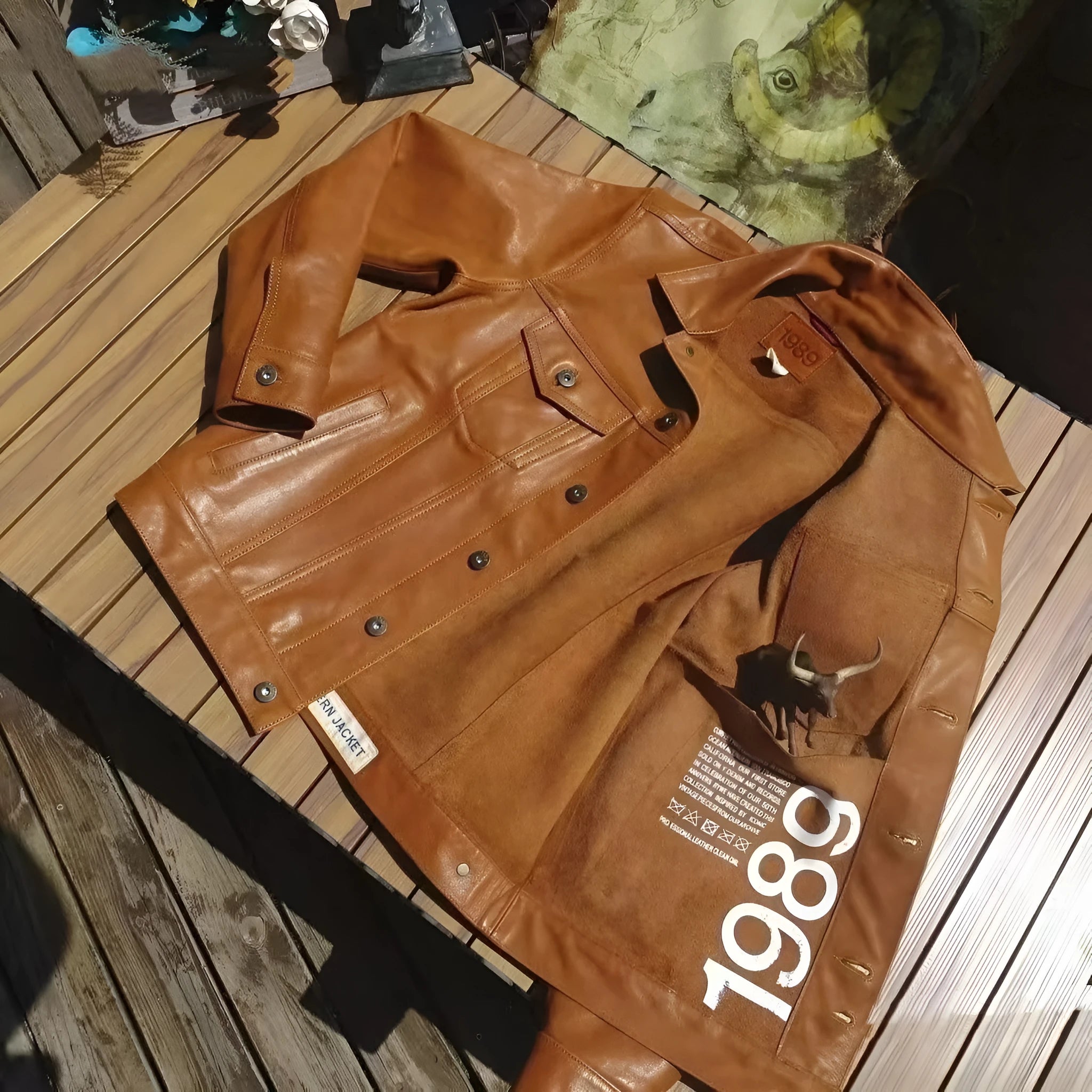 American western cowboy genuine cowhide leather jacket ultra short length black coffee colour for men
