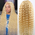 Gold front lace synthetic wig with medium and long curly hair for ladies, high temperature fibre, natural style