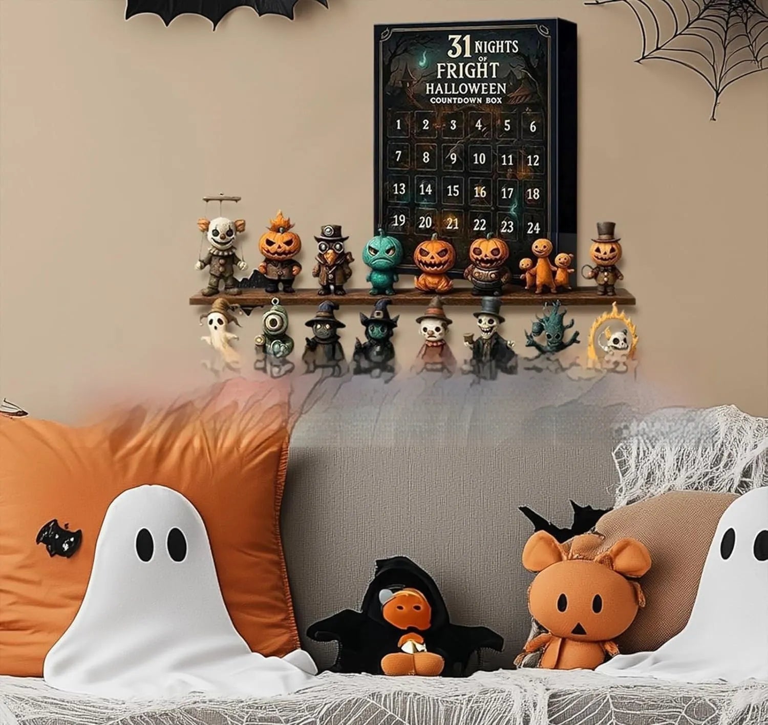 Halloween horror blind box countdown calendar with resin doll collectibles