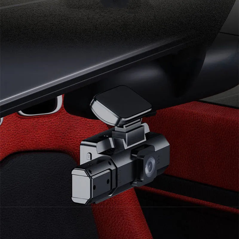 Front car driving recorder with 3-inch screen mounted on a car windscreen.