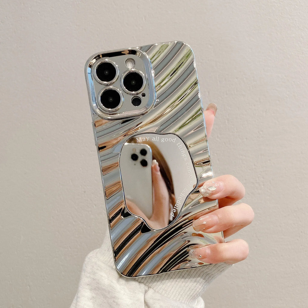 Silver grey water ripple mirror TPU phone case for Apple iPhone with drop-resistant all-inclusive design